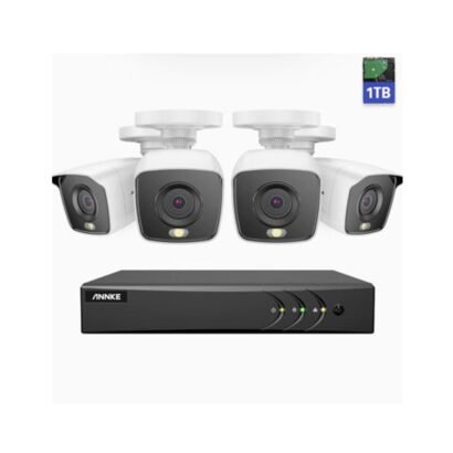 Annke 2MP 8 Channel 4 Camera Wired Security System Kit with Color night vision
