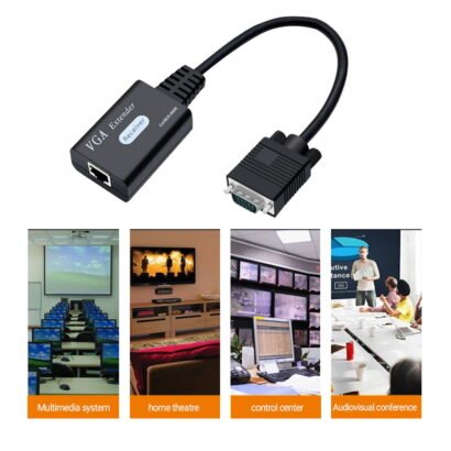 VGA TO RJ45 Extender Adapter over Cat6 Cat7 Distance Range up to 180 Feet