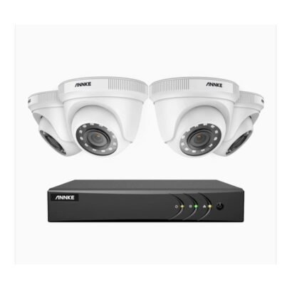 Annke 2MP 8 Channel 4 Camera Wired Security CCTV System, Smart IR, 100 ft EXIR Night Vision