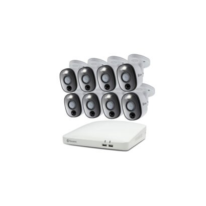Swann DVR8-5680W 4K White / 2TB / 8x PRO-4KWLB Sensor Warning Light + Siren Analog Cctv cameras